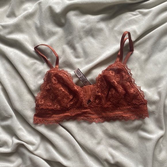 Victoria Secret Lace Rusty Orange Bra Size Small - Picture 1 of 4